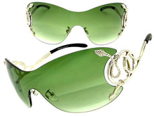 Oversized Classy Elegant Modern Shield Style SUNGLASSES Large Silver Frame 27650