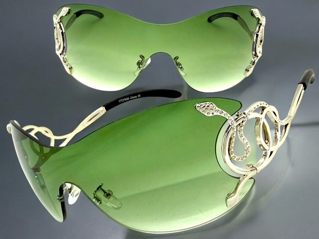 Oversized Classy Elegant Modern Shield Style SUNGLASSES Large Silver Frame 27650