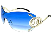 Oversized Classy Elegant Modern Shield Style SUNGLASSES Large Silver Frame 27650