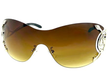 Oversized Classy Elegant Modern Shield Style SUNGLASSES Large Silver Frame 27650