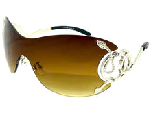 Oversized Classy Elegant Modern Shield Style SUNGLASSES Large Silver Frame 27650