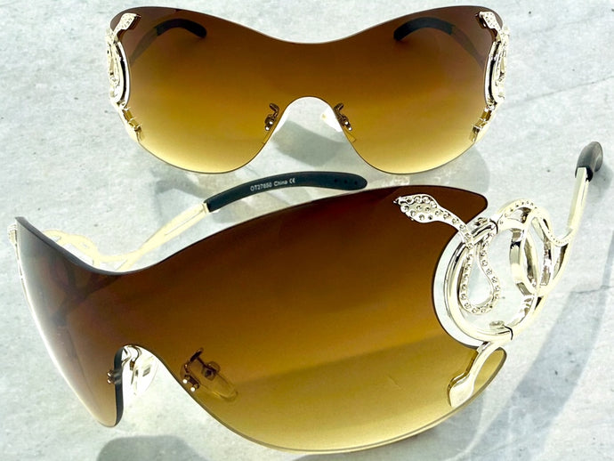 Oversized Classy Elegant Modern Shield Style SUNGLASSES Large Silver Frame 27650
