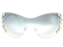 Oversized Classy Elegant Modern Shield Style SUNGLASSES Large Silver Frame 27650