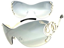 Oversized Classy Elegant Modern Shield Style SUNGLASSES Large Silver Frame 27650