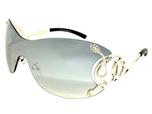 Oversized Classy Elegant Modern Shield Style SUNGLASSES Large Silver Frame 27650