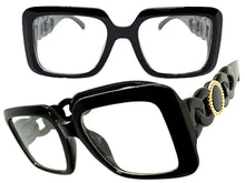 Exaggerated Vintage Retro Style Clear Lens EYEGLASSES Large Square Black Frame E2151