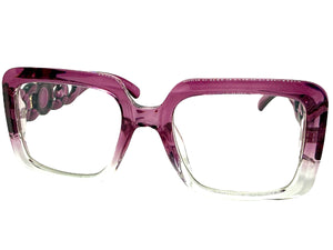 Exaggerated Vintage Retro Style Clear Lens EYEGLASSES Large Square Purple Frame E2151