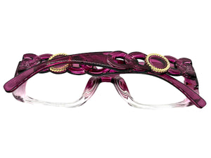 Exaggerated Vintage Retro Style Clear Lens EYEGLASSES Large Square Purple Frame E2151