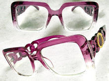 Exaggerated Vintage Retro Style Clear Lens EYEGLASSES Large Square Purple Frame E2151