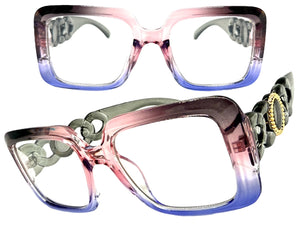 Exaggerated Vintage Retro Style Clear Lens EYEGLASSES Large Square Multicolor Frame E2151