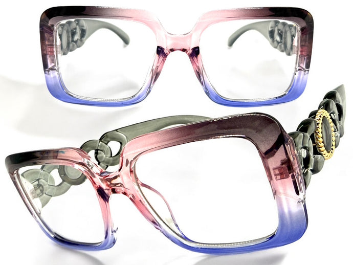Exaggerated Vintage Retro Style Clear Lens EYEGLASSES Large Square Multicolor Frame E2151