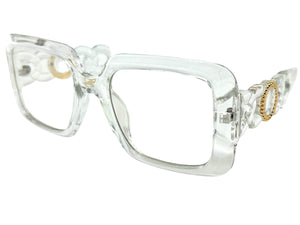 Exaggerated Vintage Retro Style Clear Lens EYEGLASSES Large Square Transparent Frame E2151