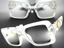 Exaggerated Vintage Retro Style Clear Lens EYEGLASSES Large Square Transparent Frame E2151