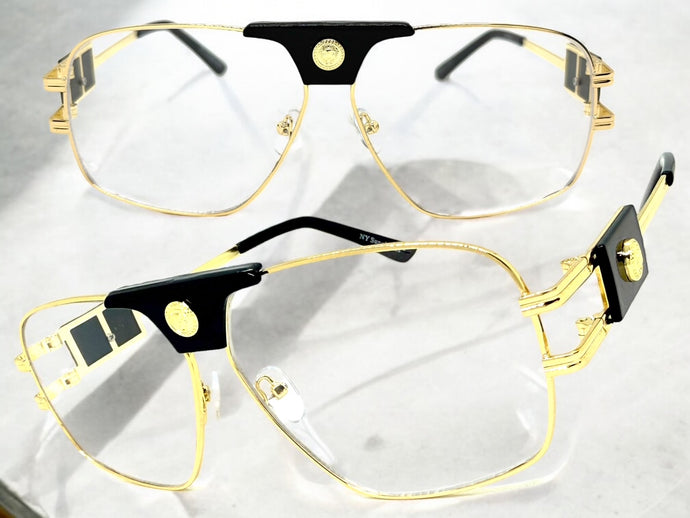 Classic Retro Luxury Designer Hip Hop Style Clear Lens EYEGLASSES Large Gold Frame 8372