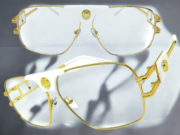 Classic Retro Luxury Designer Hip Hop Style Clear Lens EYEGLASSES Large Gold Frame 8372