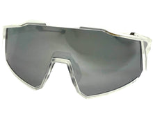Oversized Sporty Wrap Around Shield SUNGLASSES Large Frosted Frame Chrome Lens E2095