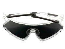 Oversized Sporty Wrap Around Shield SUNGLASSES Large Frosted Frame Chrome Lens E2095