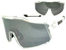 Oversized Sporty Wrap Around Shield SUNGLASSES Large Frosted Frame Chrome Lens E2095