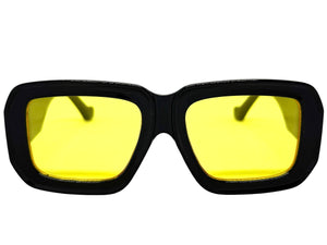 Classic Vintage Retro Style SUNGLASSES Thick Square Black Frame Yellow Lens M362