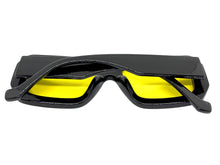 Classic Vintage Retro Style SUNGLASSES Thick Square Black Frame Yellow Lens M362