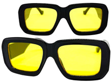 Classic Vintage Retro Style SUNGLASSES Thick Square Black Frame Yellow Lens M362