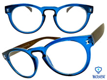 Classic Vintage Retro Style READING GLASSES READERS Round Blue Frame Lens Strength +3.00