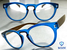 Classic Vintage Retro Style READING GLASSES READERS Round Blue Frame Lens Strength +3.00