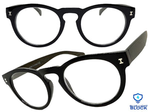 Classic Vintage Retro Style READING GLASSES READERS Round Black Frame Lens Strength +2.25