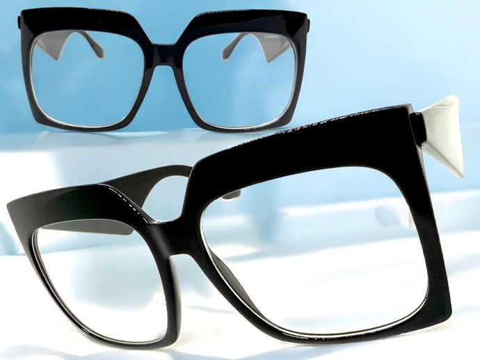 Oversized Vintage Retro Style Clear Lens EYEGLASSES Large Square Black Frame 4464