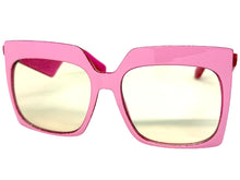 Oversized Vintage Retro Style Light Tint SUNGLASSES Large Square Pink & Fuchsia Frame 4464