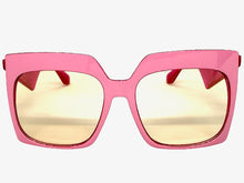 Oversized Vintage Retro Style Light Tint SUNGLASSES Large Square Pink & Fuchsia Frame 4464
