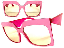 Oversized Vintage Retro Style Light Tint SUNGLASSES Large Square Pink & Fuchsia Frame 4464