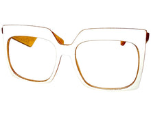 Oversized Vintage Retro Style Clear Lens EYEGLASSES Large Square White & Orange Frame 4464