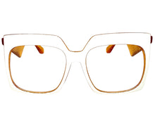 Oversized Vintage Retro Style Clear Lens EYEGLASSES Large Square White & Orange Frame 4464