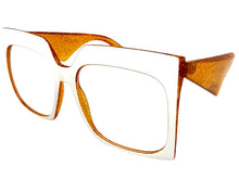 Oversized Vintage Retro Style Clear Lens EYEGLASSES Large Square White & Orange Frame 4464