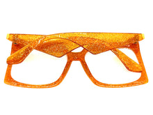 Oversized Vintage Retro Style Clear Lens EYEGLASSES Large Square White & Orange Frame 4464