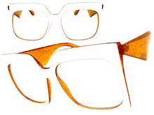 Oversized Vintage Retro Style Clear Lens EYEGLASSES Large Square White & Orange Frame 4464