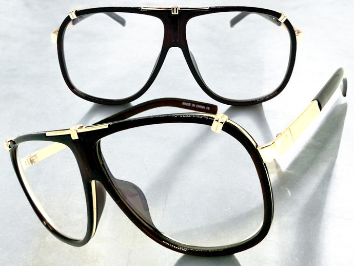 Classic Vintage Retro Hip Hop Rapper Style Clear Lens EYEGLASSES Brown Frame E0230