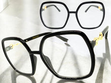 Oversized Vintage Retro Style Clear Lens EYEGLASSES Square Black Frame 30443