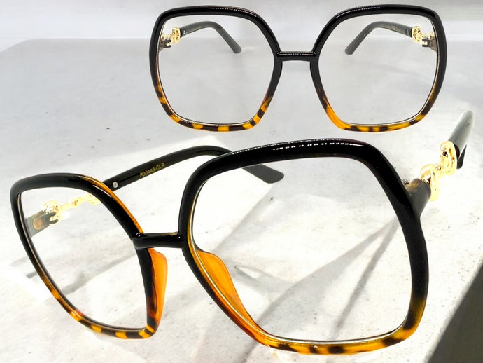 Oversized Vintage Retro Style Clear Lens EYEGLASSES Square Black Frame 30443