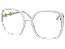 Oversized Vintage Retro Style Clear Lens EYEGLASSES Square White Frame 30443