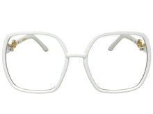 Oversized Vintage Retro Style Clear Lens EYEGLASSES Square White Frame 30443
