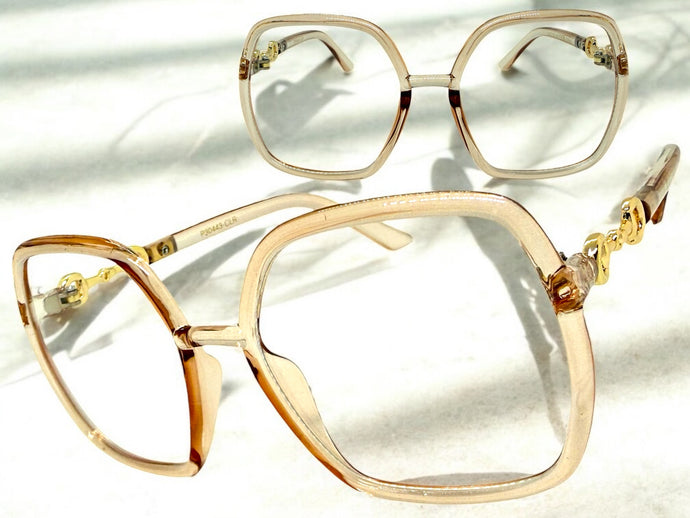 Oversized Vintage Retro Style Clear Lens EYEGLASSES Square Nude Frame 30443