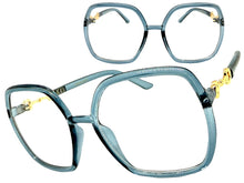 Oversized Vintage Retro Style Clear Lens EYEGLASSES Square Blue Frame 30443
