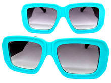 Exaggerated Classic Vintage Retro Style SUNGLASSES Thick Square Blue Frame 80056