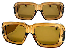 Exaggerated Classic Vintage Retro Style SUNGLASSES Thick Square Brown Frame 80056