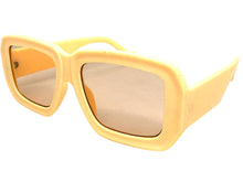 Exaggerated Classic Vintage Retro Style SUNGLASSES Thick Square Cream Frame 80056