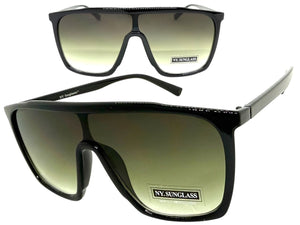 Oversized Modern Rerto Shield Style SUNGLASSES Large Black Frame 6984