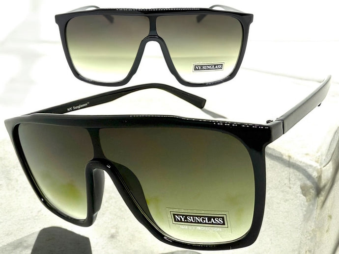 Oversized Modern Rerto Shield Style SUNGLASSES Large Black Frame 6984