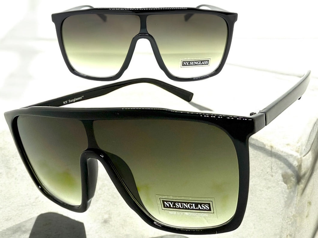 Oversized Modern Rerto Shield Style SUNGLASSES Large Black Frame 6984